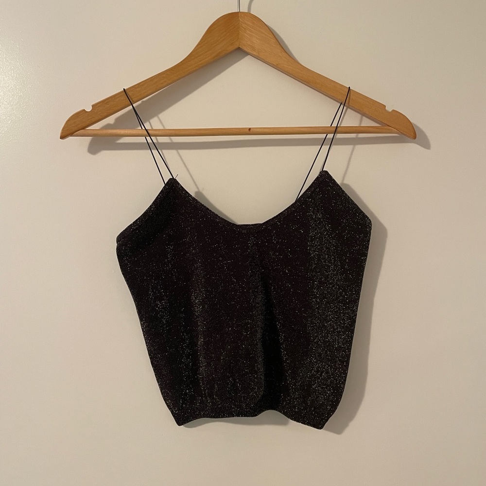Black and gold sparkle crop top